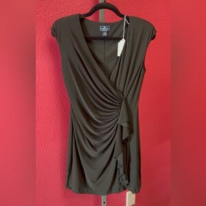 American Living Black Draped Top with Side Ruching